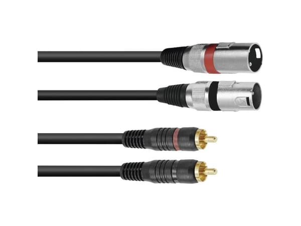 Omnitronic 3022522B, 2 x XLR (3-pin), Hankjønn, 2 x RCA, Hankjønn, 1 m, Sort