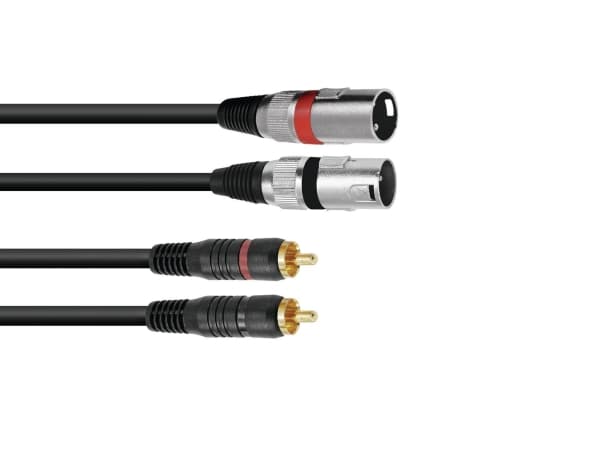 Omnitronic 3022522B, 2 x XLR (3-pin), Hankjønn, 2 x RCA, Hankjønn, 1 m, Sort