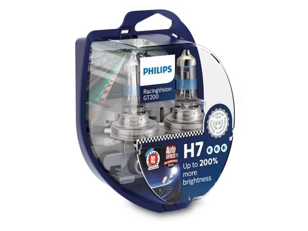 Philips halogenlyskilde RacingVision H7 - GT200 - 55 W 12 V - 2 stk.