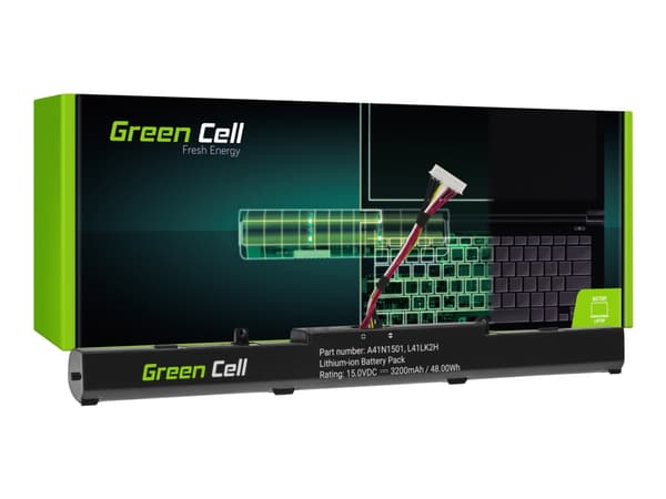 Green Cell - Batteri til bærbar PC (tilsvarer: ASUS A41N1501) - litiumion - 3200 mAh - svart - for ASUS ROG GL752VW; VivoBook Pro N552VW; N552VX; N75