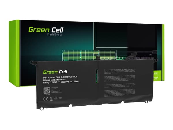 Green Cell DXGH8 - Batteri för bärbar dator (likvärdigt med: Dell DXGH8) - litiumpolymer - 6300 mAh - svart - för Dell Inspiron 13 7390, 5390; Vostro