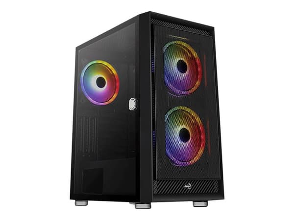 AeroCool Graphite - Mid tower - ATX - sidepanel med vindu (herdet glass) - ingen strømforsyning (ATX) - svart - USB/lyd