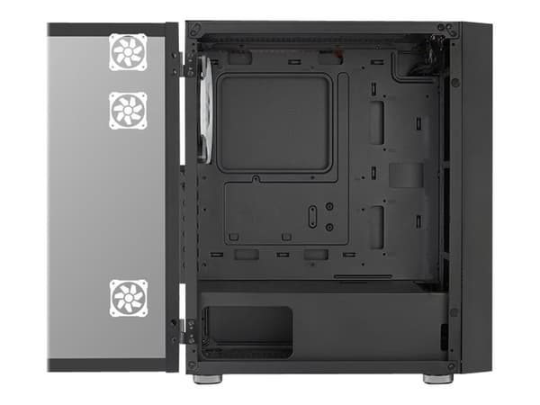 AeroCool Graphite - Mid tower - ATX - sidepanel med vindu (herdet glass) - ingen strømforsyning (ATX) - svart - USB/lyd