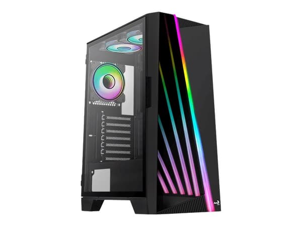 Aerocool Mirage, Midi Tower, PC, Musta, ATX, mikro ATX, Mini-ITX, ABS, SPCC, Karkaistu lasi, Sininen, Vihreä, Punainen
