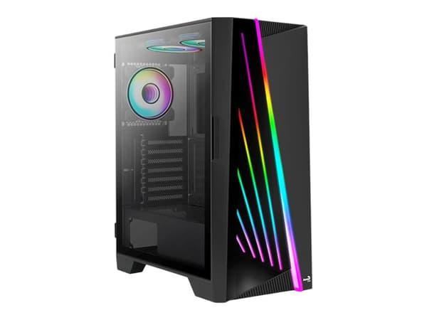 Aerocool Mirage, Midi Tower, PC, Musta, ATX, mikro ATX, Mini-ITX, ABS, SPCC, Karkaistu lasi, Sininen, Vihreä, Punainen