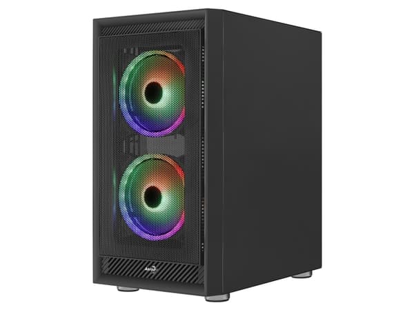 AeroCool Graphite-G-BK-v3 - Mid tower - ATX - genomskinlig sidopanel (härdat glas) - ingen strömförsörjning (ATX) - svart - USB/ljud