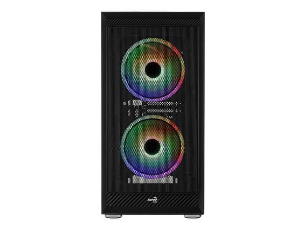 AeroCool Graphite-G-BK-v3 - Mid tower - ATX - genomskinlig sidopanel (härdat glas) - ingen strömförsörjning (ATX) - svart - USB/ljud Svart