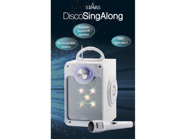 Stars Karaoke machine w/bluetooth - White - Disco LED light
