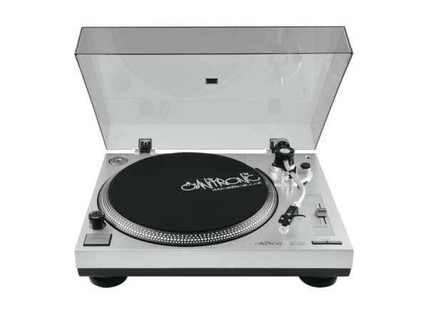 Omnitronic BD-1350, Beltedrevet DJ-platespiller, 33 1/3,45 RPM, -10 - 10%, 0,24%, Manuell, 50 dB