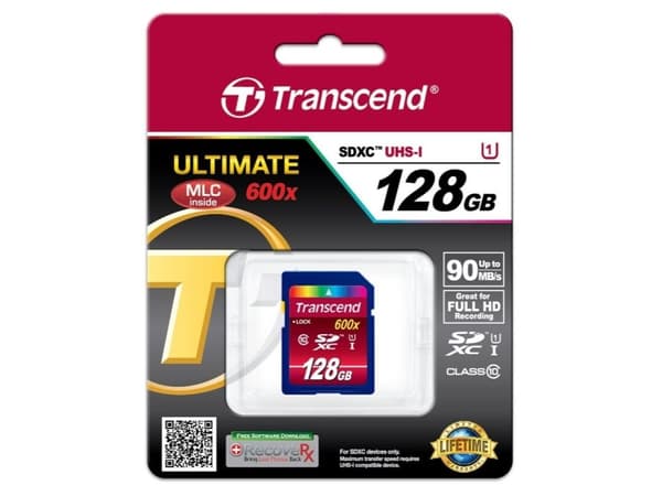 Transcend Ultimate series - Flashminnekort - 128 GB - UHS Class 1 / Class10 - 600x - SDXC UHS-I