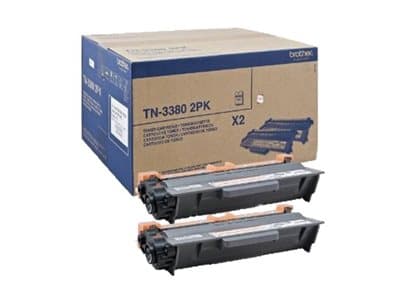 Brother TN3380 2PK - 2-pack - svart - original - tonerpatron - for Brother DCP-8110, 8150, 8155, 8250, HL-5440, 5450, 5470, 6180, MFC-8510, 8520, 871