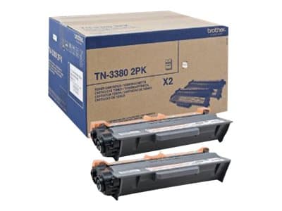 Brother TN3380 2PK - 2-pack - svart - original - tonerpatron - for Brother DCP-8110, 8150, 8155, 8250, HL-5440, 5450, 5470, 6180, MFC-8510, 8520, 871
