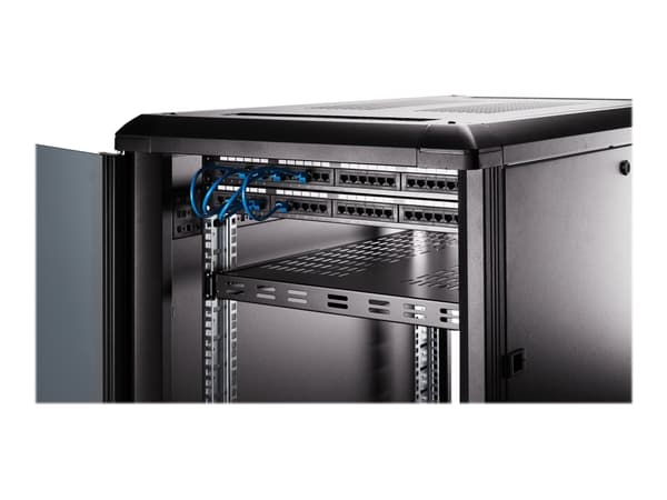 StarTech.com Server Rack Shelf - 1U - Adjustable Mount Depth - Heavy Duty - Hylla för rack - svart - 1U - 19" - för P/N: RK1233BKM, RK2433BKM, RK2537