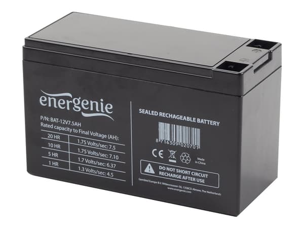Gembird EnerGenie BAT-12V7.5AH - UPS-batteri - 1 x batteri - 7.5 Ah