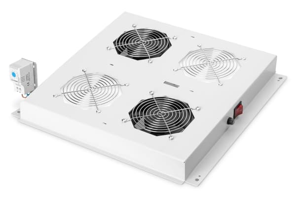 Digitus DN-19 FAN-2-N - Systemviftebrett - med 2 kjølevifter, termostat - lysegrå, RAL 7035 - 19"