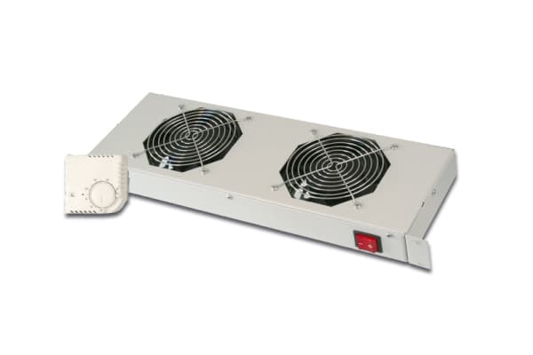 Digitus DN-19 FAN-2-N - Systemviftebrett - med 2 kjølevifter, termostat - lysegrå, RAL 7035 - 19"