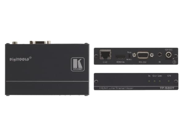 Kramer DigiTOOLS TP-580T - Video/lyd/infrarød/seriell-utvider - RS-232, HDMI - opp til 70 m - 1U