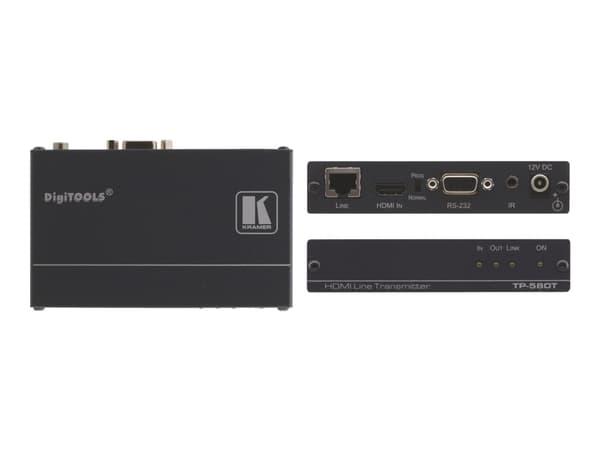 Kramer DigiTOOLS TP-580T - Video/lyd/infrarød/seriell-utvider - RS-232, HDMI - opp til 70 m - 1U