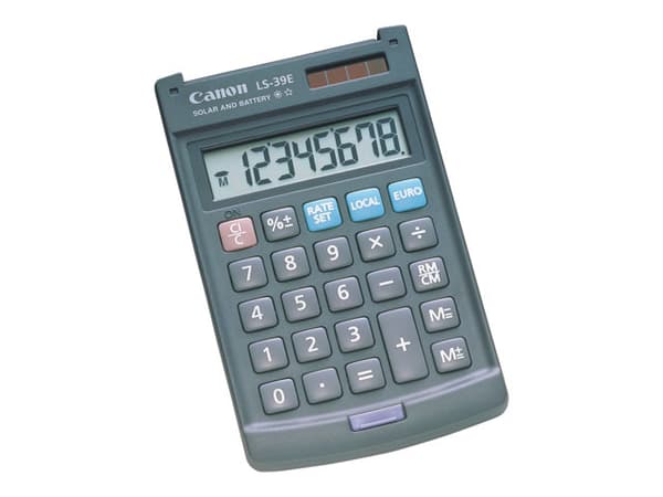 Canon LS-39E - Lommekalkulator - 8 sifre - solpanel, batteri - mørk grå Grå
