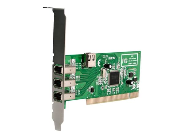 StarTech.com PCI 1394a FireWire-kortadapter med 4 portar – 3 externa 1 intern - FireWire-adapter - PCI - Firewire - 3 portar Grön, Metallisk