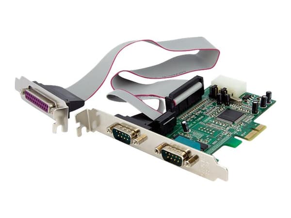 StarTech.com 2S1P Native PCI Express Parallel Serial Combo Card with 16550 UART - PCIe 2x Serial 1x Parallel RS232 Adapter Card (PEX2S5531P) - Parall Grön, Rostfritt stål