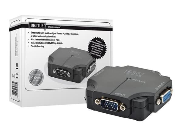 DIGITUS DS-41120-1 - Linjedelare för video - 2 x VGA - skrivbordsmodell