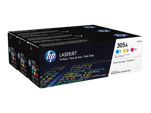 Lasertoner HP 305A CF370AM, 2 600 sidor, Cyan/Gul/Magenta