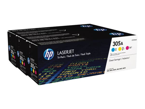 Lasertoner HP 305A CF370AM, 2 600 sidor, Cyan/Gul/Magenta