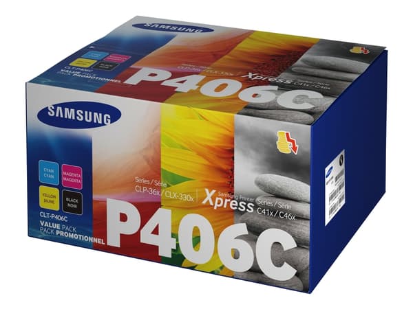 Samsung CLT-P406C Value Pack - 4-pack - svart, gul, cyan, magenta - original - tonerpatron - for CLP-360, 365, 365W; Xpress C410W, C460FW, C460W