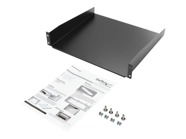 StarTech.com 2U Fixed Server Rack Mount Shelf, 16in Deep Steel Universal Cantilever Tray for 19" AV/Data/Network Equipment Rack with Cage Nuts & Scre