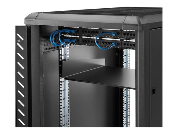 StarTech.com 2U Fixed Server Rack Mount Shelf, 16in Deep Steel Universal Cantilever Tray for 19" AV/Data/Network Equipment Rack with Cage Nuts & Scre