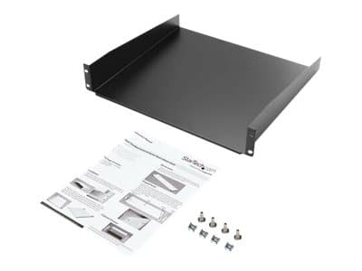 StarTech.com 2U Fixed Server Rack Mount Shelf, 16in Deep Steel Universal Cantilever Tray for 19" AV/Data/Network Equipment Rack with Cage Nuts & Scre