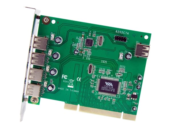 StarTech.com 7 Port PCI USB Card Adapter - PCI to USB 2.0 Controller Adapter Card - Full Profile Expansion Card (PCIUSB7) - USB-adapter - PCI - USB,