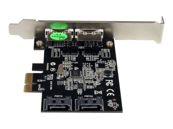 StarTech.com PCI Express SATA 6 Gbps eSATA-kontrollerkort med 2 portar - PCIe SATA III-kort med dubbla portar - 2 interna/2 externa - Kontrollerkort