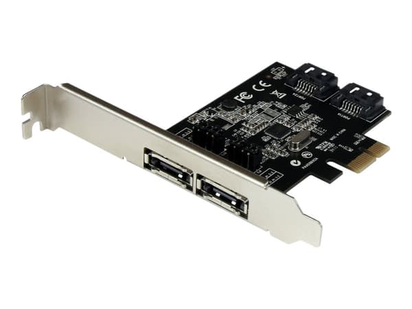 StarTech.com PCI Express SATA 6 Gbps eSATA-kontrollerkort med 2 portar - PCIe SATA III-kort med dubbla portar - 2 interna/2 externa - Kontrollerkort