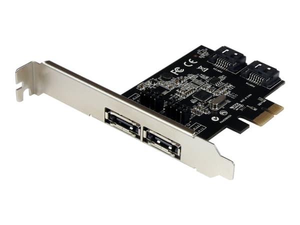 StarTech.com PCI Express SATA 6 Gbps eSATA-kontrollerkort med 2 portar - PCIe SATA III-kort med dubbla portar - 2 interna/2 externa - Kontrollerkort