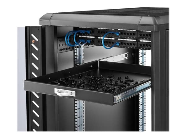 StarTech.com 1U Sliding Server Rack Mount Keyboard Shelf Tray - 55lbs - 22" Deep Steel Pull Out Drawer for 19" AV, Network Equipment Rack (SLIDESHELF