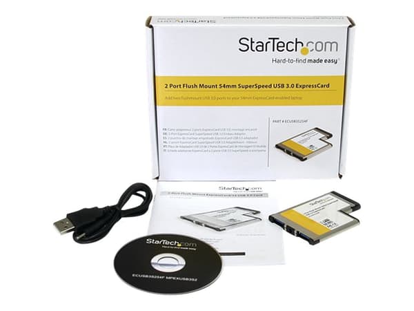StarTech.com 2 Port Flush Mount ExpressCard 54mm SuperSpeed USB 3.0 Card Adapter with UASP - Dual Port Laptop ExpressCard USB 3 Controller (ECUSB3S25