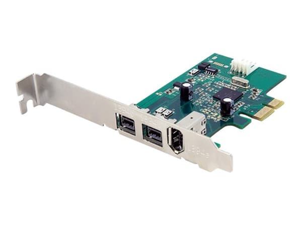StarTech.com 2b 1a 1394 PCI Express FireWire-kortadapter med 3 portar - FireWire-adapter - PCIe - FireWire 800 - 2 portar + 1 x FireWire - för P/N: B