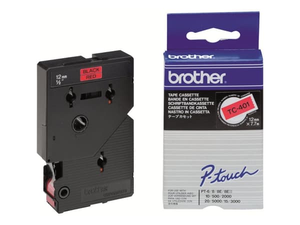 Brother - Svart, rød - Rull (1,2 cm x 7,7 m) 1 stk skriverteip - for P-Touch PT-15, PT-20, PT-2000, PT-3000, PT-500, PT-5000, PT-6, PT-8, PT-8E