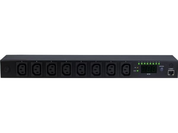 Inter-Tech PDU SW-1081 - Strømfordelerenhet (kan monteres i rack) - Ethernet 10/100 - inngang: IEC 60320 C14 - utgangskontakter: 8 (power IEC 60320 C