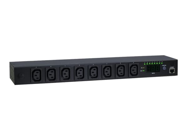 Inter-Tech PDU SW-1081 - Strømfordelerenhet (kan monteres i rack) - Ethernet 10/100 - inngang: IEC 60320 C14 - utgangskontakter: 8 (power IEC 60320 C Sort