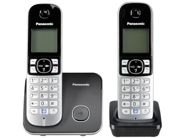 Panasonic KX-TG6812 - Trådløs telefon med opkalds-ID - DECT\GAP - sort + ekstra telefonrør - Engelsk brugervejledning