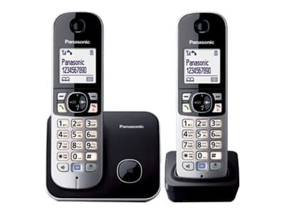 Panasonic KX-TG6812 - Trådløs telefon med opkalds-ID - DECT\GAP - sort + ekstra telefonrør - Engelsk brugervejledning
