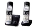 Miniatyrbild 1 av 5: Panasonic KX-TG6812 - Trådløs telefon med opkalds-ID - DECT\GAP - sort + ekstra telefonrør - Engelsk brugervejledning