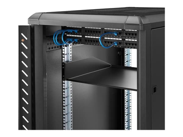 StarTech.com 2U Fixed Server Rack Mount Shelf, 22in Deep Steel Universal Cantilever Tray for 19" AV/Data/Network Equipment Rack with Cage Nuts & Scre