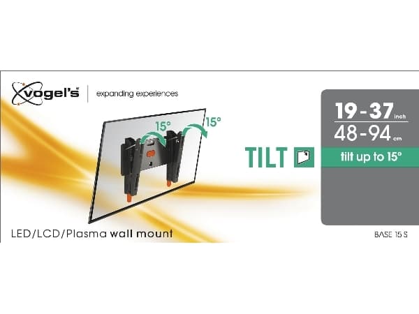Vogel's BASE 15 S - Monteringssett (tippeveggmontering) - for flatpanel - svart - skjermstørrelse: 19"-37" - veggmonterbar