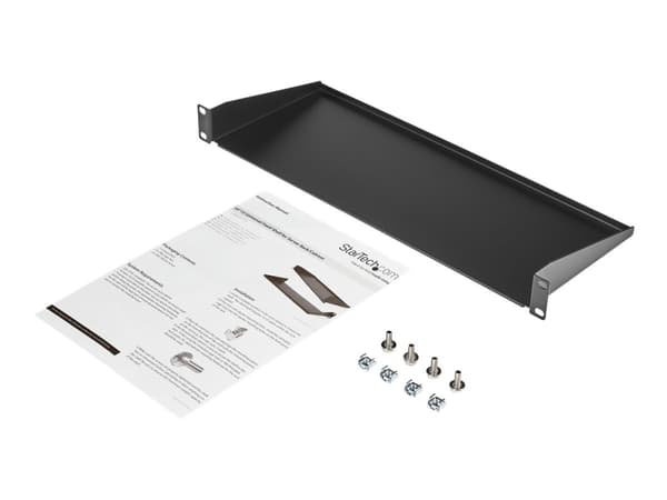 StarTech.com 1U Server Rack Cabinet Shelf, 7in Deep Fixed Cantilever Tray, Rackmount Shelf for 19" AV/Data/Network Equipment Enclosure with Cage Nuts
