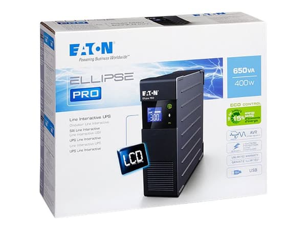 Eaton Ellipse PRO 650 - UPS - AC 230 V - 400 Watt - 650 VA 7 At - USB - utgangskontakter: 4 - 2U - 19"