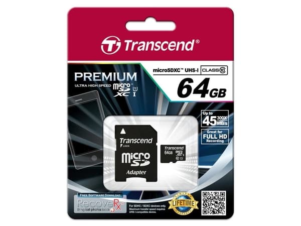Transcend TS64GUSDU1 - Flashminnekort - 64 GB - UHS Class 1 / Class10 - SDXC UHS-I